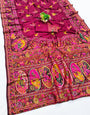 Vestigial Wine Nylon Dola Pashmina Saree With Vivacious Blouse Piece