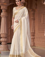 Wonderful Off White Cotton Silk Saree With Sizzling Blouse Piece