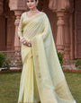 Deserving Pista Cotton Silk Saree With Adoring Blouse Piece