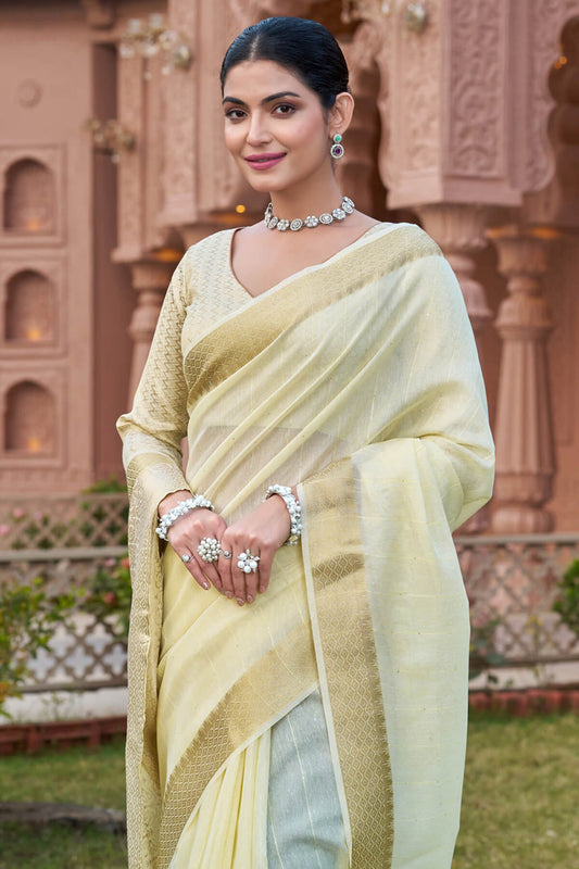 Deserving Pista Cotton Silk Saree With Adoring Blouse Piece