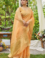 Smart Peach Cotton Silk Saree With Most Splendiferous Blouse Piece