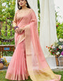 Winsome Pink Cotton Silk Saree With Trendy Blouse Piece