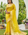 Charismatic Yellow Cotton Silk Saree With Demure Blouse Piece