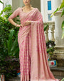 Scrumptious Light Pink Lucknowi Silk Saree With Extraordinary Blouse Piece