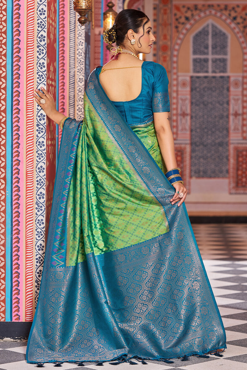 Adorable Green Soft Banarasi Silk Saree With Propinquity Blouse Piece