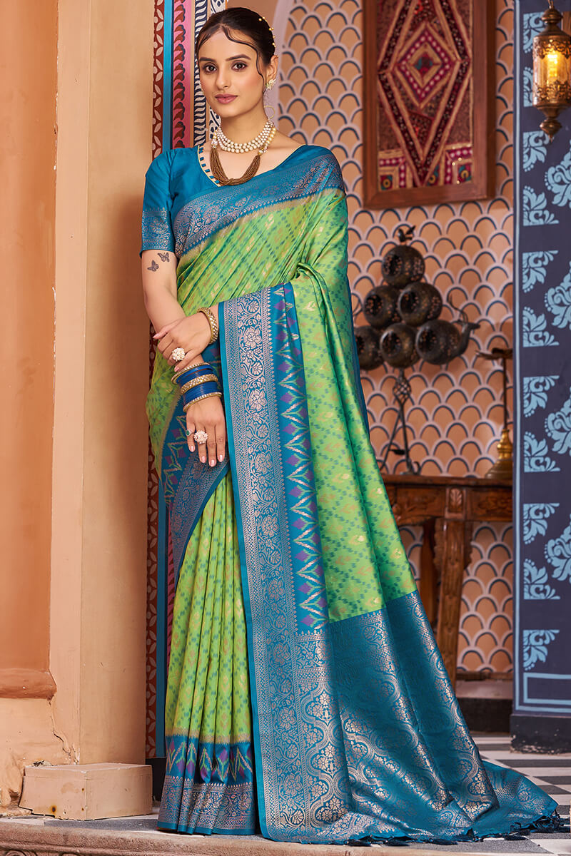 Adorable Green Soft Banarasi Silk Saree With Propinquity Blouse Piece