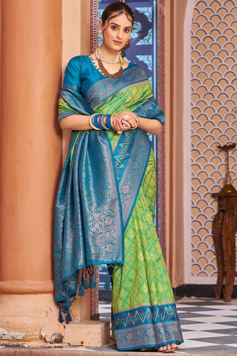 Adorable Green Soft Banarasi Silk Saree With Propinquity Blouse Piece