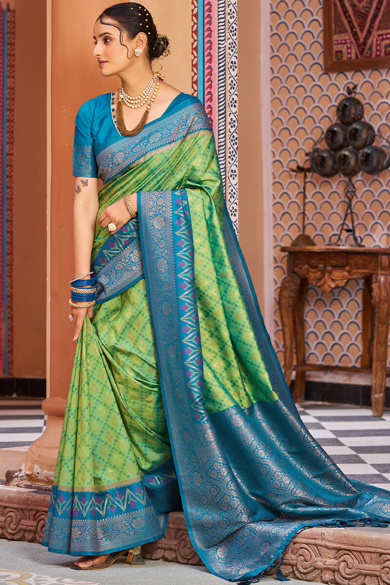 Adorable Green Soft Banarasi Silk Saree With Propinquity Blouse Piece