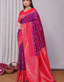 Exquisite Purple Soft Banarasi Silk Saree With Seraphic Blouse Piece
