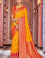 Glittering Yellow Soft Banarasi Silk Saree With Scintillating Blouse Piece