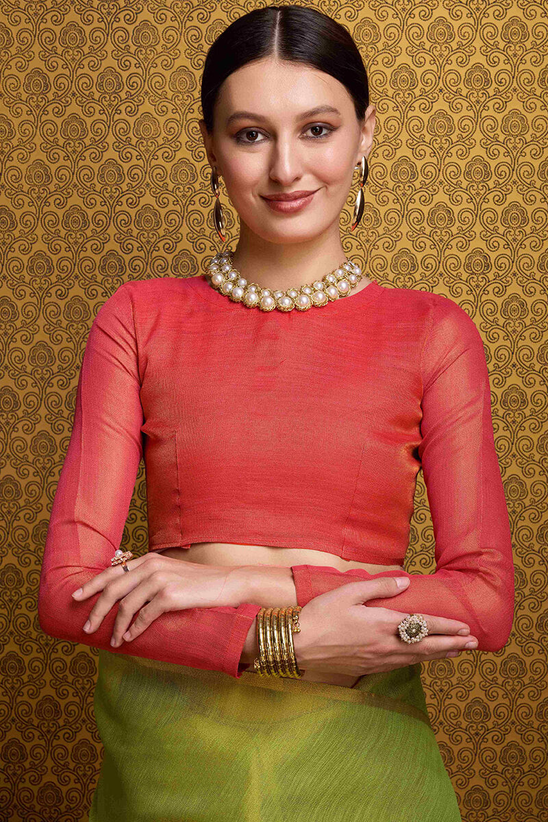 Desultory Green Soft Banarasi Tissue Silk Saree With Opulent Blouse Piece