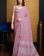 Imbrication Lavender Cotton Silk Saree With Ephemeral Blouse Piece