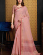 Dazzling Pink Cotton Silk Saree With Sophisticated Blouse Piece