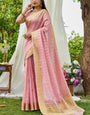 Elegant Baby Pink Cotton Silk Saree With Panoply Blouse Piece