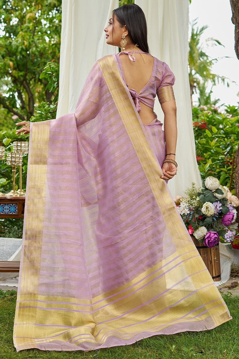 Aplomb Lavender Cotton Silk Saree With Enthralling Blouse Piece