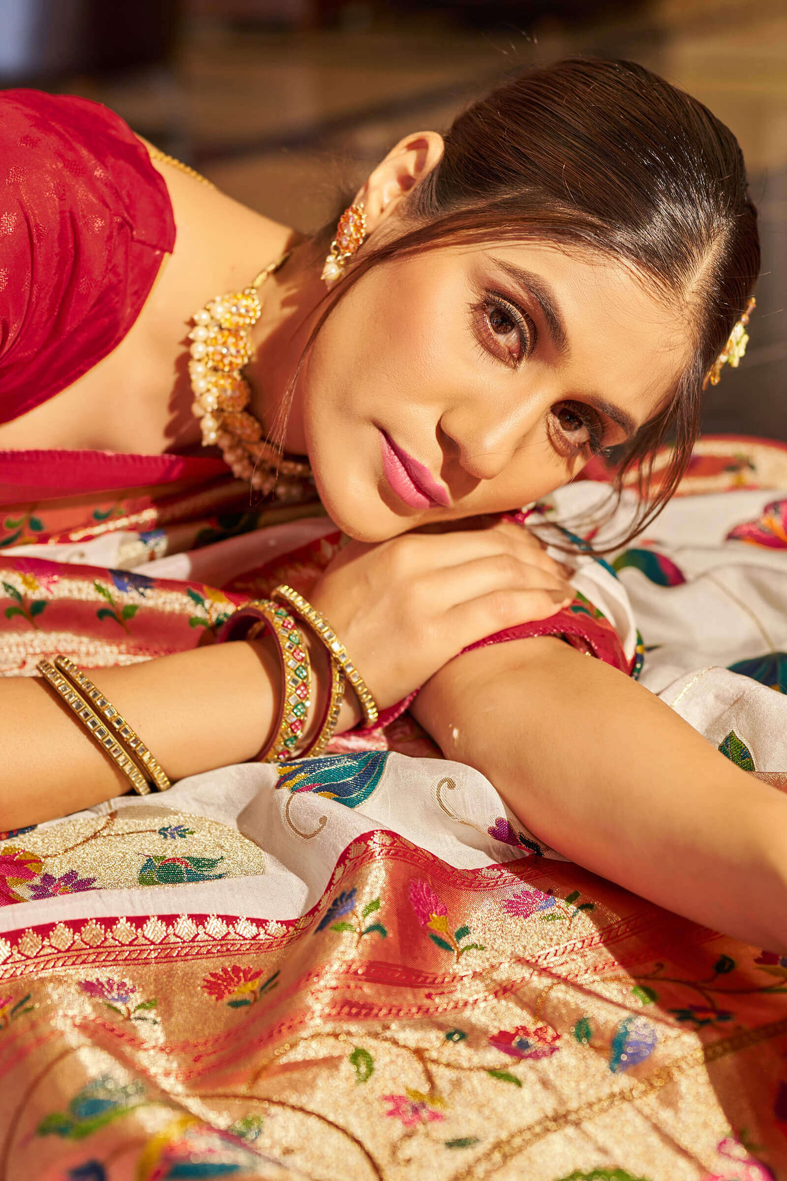 Precious Off White Paithani Silk Saree With Exuberant Blouse Piece