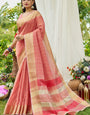 Gorgeous Peach Soft Banarasi Tissue Silk Saree With Delightful Blouse Piece