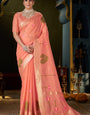 Precious Peach Cotton Silk Saree With Ravishing Blouse Piece