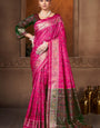 Prominent Dark Pink Paithani Silk Saree With Innovative Blouse Piece