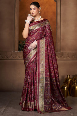 Girlish Maroon Paithani Silk Saree With Ineffable Blouse Piece
