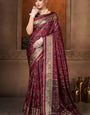 Girlish Maroon Paithani Silk Saree With Ineffable Blouse Piece
