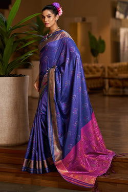 Dazzling Royal Blue Pure Zari Weaving Banarasi Silk Saree With Amazing Blouse Piece