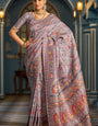 Beautiful Lavender Pashmina Saree With Vestigial Blouse Piece