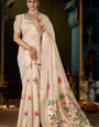 Demesne Beige Cotton Silk Saree With Ethereal Blouse Piece