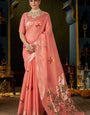 Sensational Peach Cotton Silk Saree With Glorious Blouse Piece