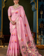 Demanding Pink Cotton Silk Saree With Dulcet Blouse Piece