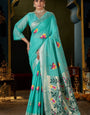 Bucolic Turquoise Cotton Silk Saree With Excellent Blouse Piece