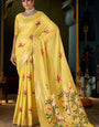 Tantalizing Yellow Cotton Silk Saree With Groovy Blouse Piece