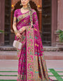 Flaunt Magenta Paithani Silk Saree With Nebula Blouse Piece
