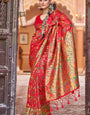 Amazing Red Paithani Silk Saree With Sonorous Blouse Piece