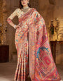 Resplendent Beige Pashmina Saree With Ethereal Blouse Piece