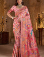 Bucolic Pink Pashmina Saree With Fragrant Blouse Piece