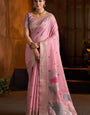 Dalliance Baby Pink Cotton Silk Saree With Conflate Blouse Piece