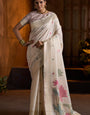Comely Beige Cotton Silk Saree With Brood Blouse Piece