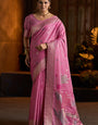 Glamorous Dark Pink Cotton Silk Saree With Lustrous Blouse Piece