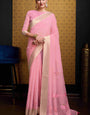 Lagniappe Pink Cotton Silk Saree With Appealing Blouse Piece