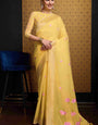 Outstanding Yellow Cotton Silk Saree With Classic Blouse Piece