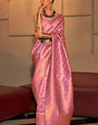 Brood Pink Kanjivaram Silk Saree With Bucolic Blouse Piece