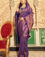 Stunner Royal Blue Kanjivaram Silk Saree With Classic Blouse Piece