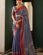 Flameboyant Blue Kanjivaram Silk Saree With Fancifull Blouse Piece