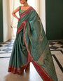 Majesty Rama Kanjivaram Silk Saree With Prominent Blouse Piece