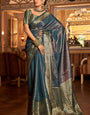 Radiant Rama Kanjivaram Silk Saree With Opulent Blouse Piece