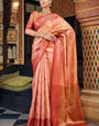 Deserving Light Pink Soft Banarasi Silk Saree With Glowing Blouse Piece