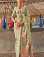 Classy Pista Cotton Silk Saree With Precious Blouse Piece