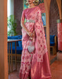 Moiety Baby Pink Organza Silk Saree With Lagniappe Blouse Piece