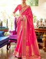 Snappy Dark Pink Kanjivaram Silk Saree With Fantabulous Blouse Piece